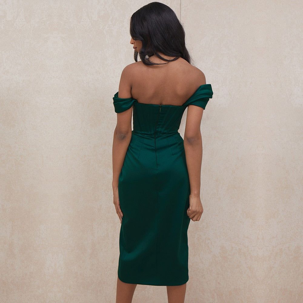 Velvet High Neck Sleeveless Cut Out Bodycon Midi Dress