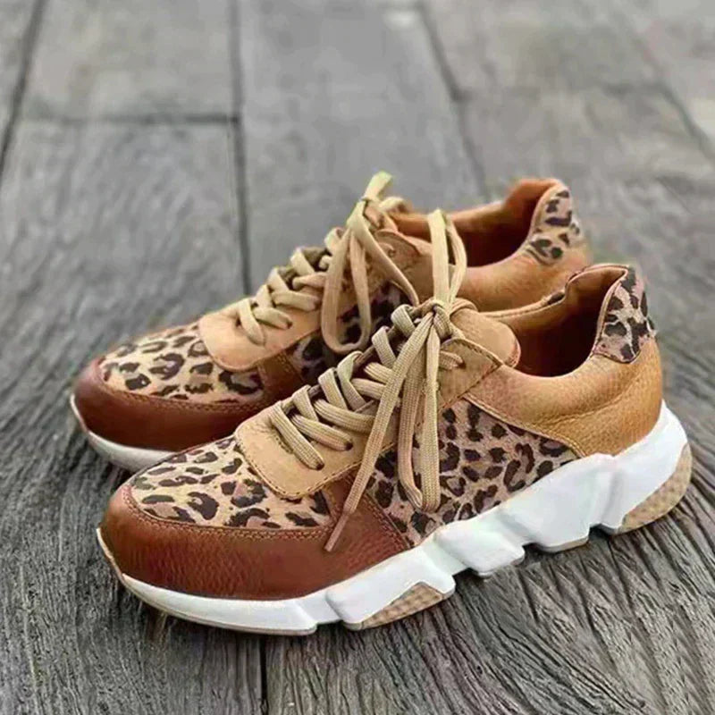 Leopard Print Lace Up Chunky Sole Sneakers