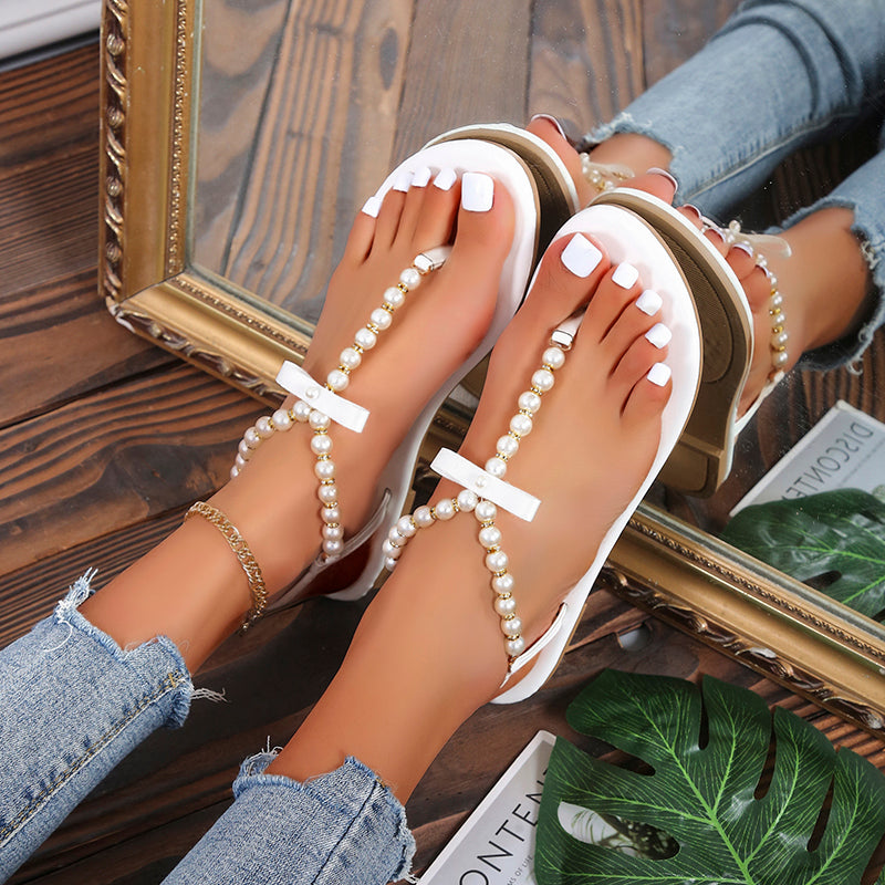 Pearl String Clip-toe Sandals