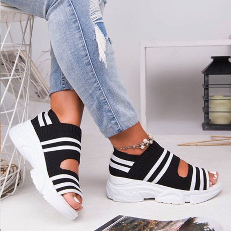 High Heels Platform Knitting Sneakers