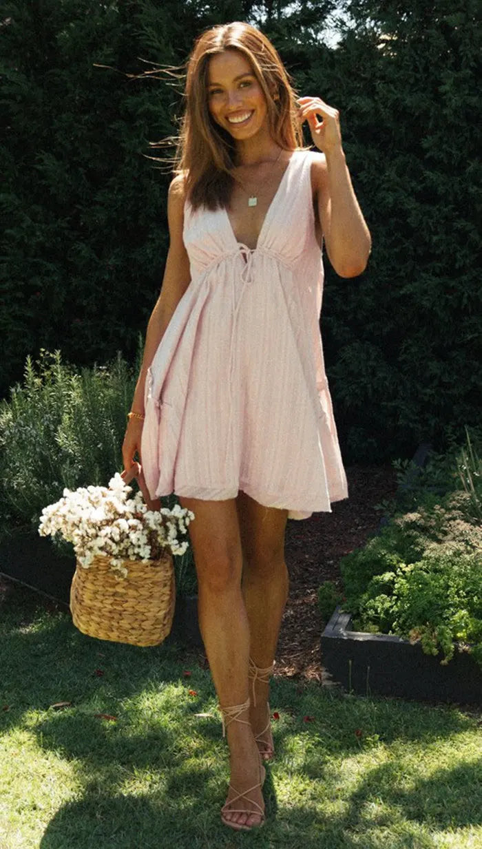 Plunging Neck Cotton Tunic Beach Cover - Up