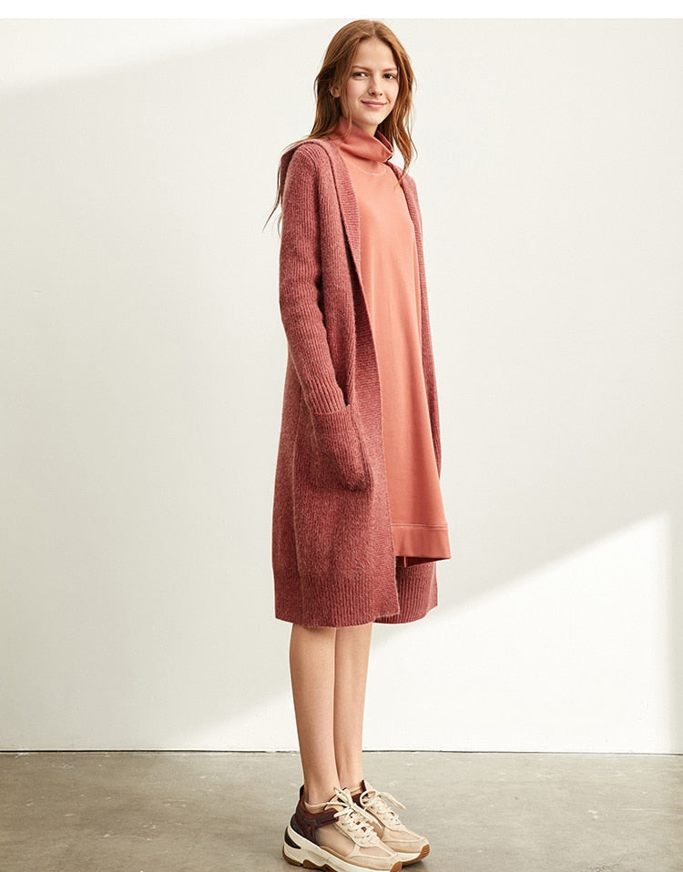 Women Fashion New Loose Hat Long Knitted Cardigan