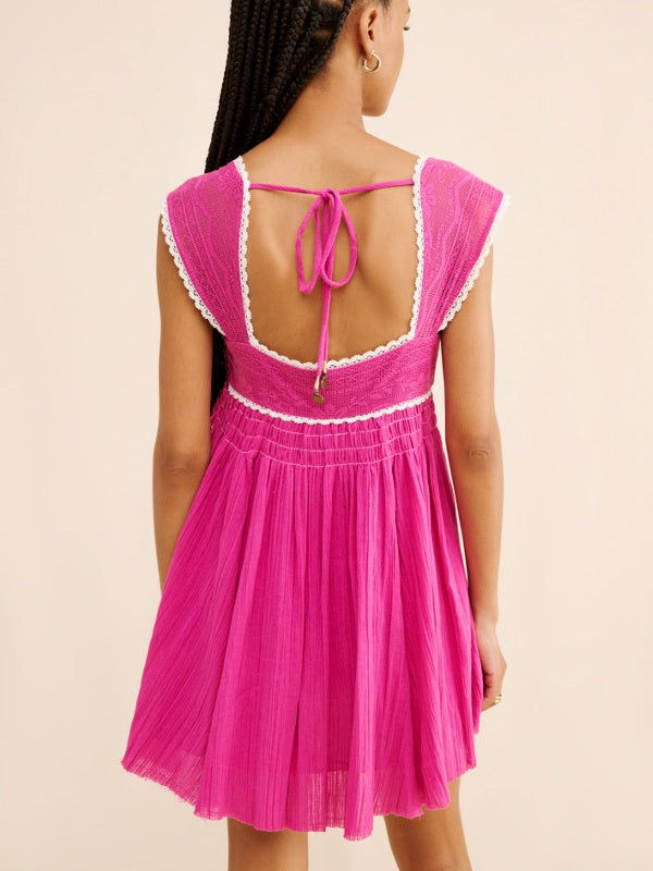 Lace Square Neck Babydoll Mini Dress Summer 2