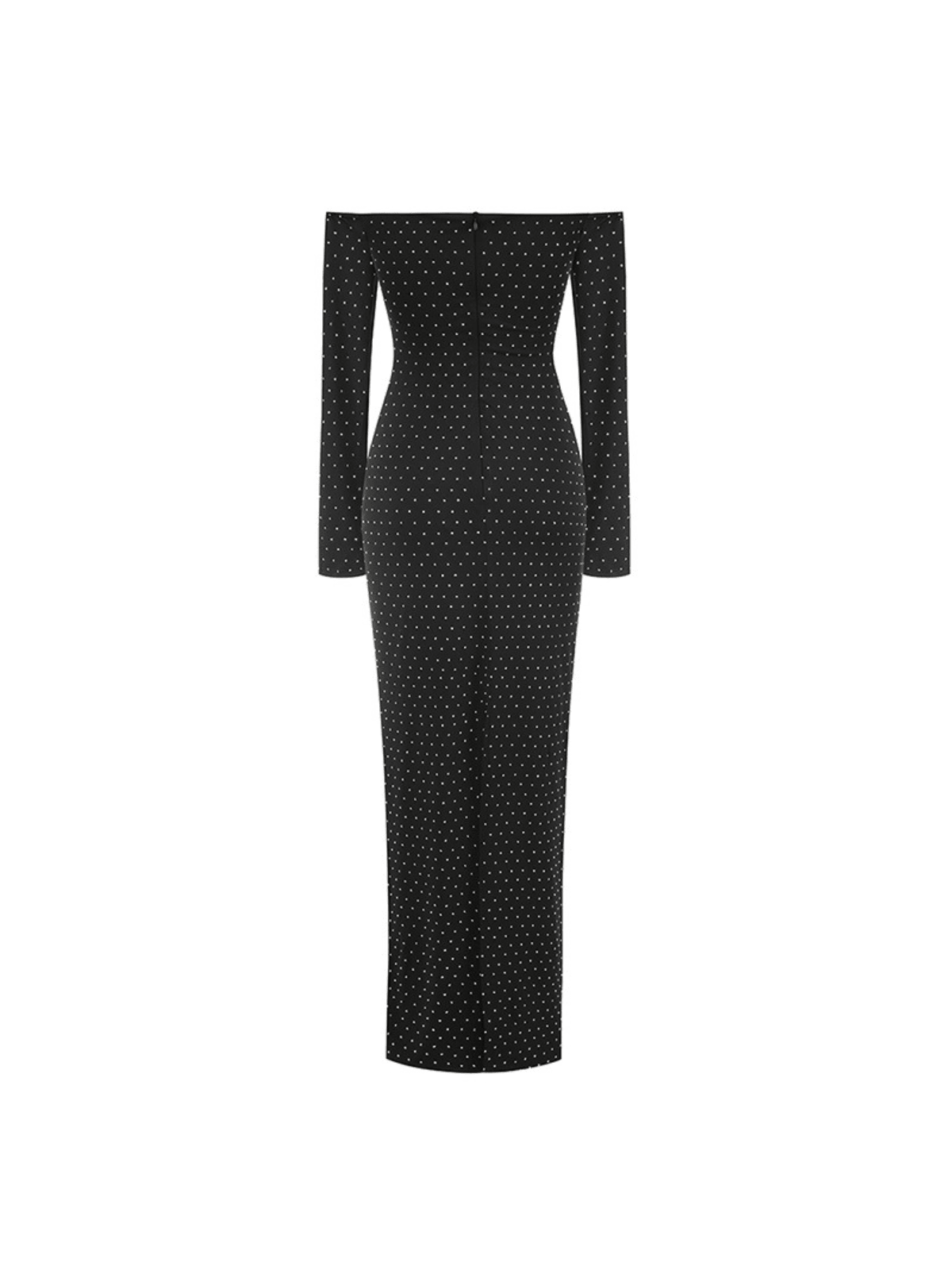 Off Shoulder Rhinestone Cutout Maxi Dress - View 6
