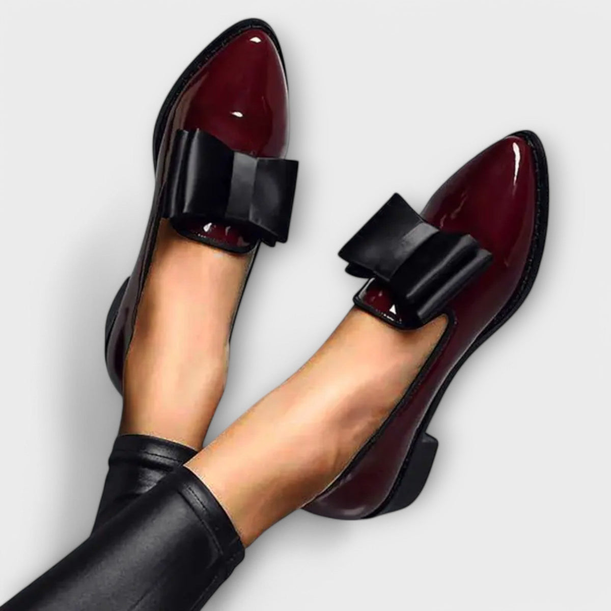 Pointed Toe Bow Flat Loafers