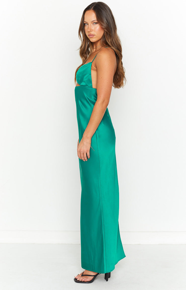 Satin Cut Out Bust Cami Strap Bias Cut Maxi Dress 4