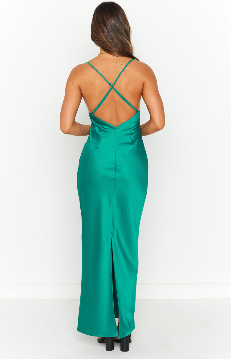 Satin Cut Out Bust Cami Strap Bias Cut Maxi Dress 5