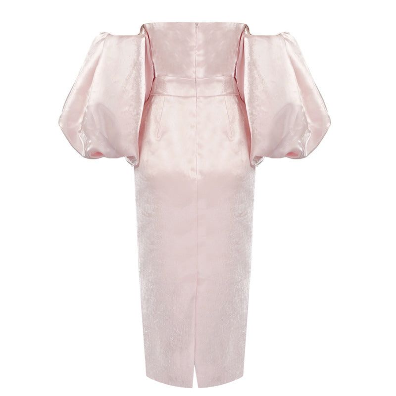 Kaitlyn Puff Sleeve Satin Midi Dress - View 10