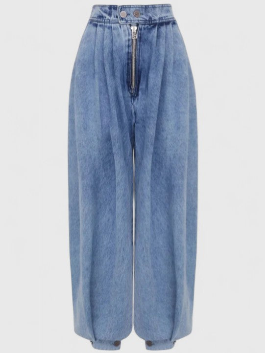 High Waist Balloon Leg Denim Pants