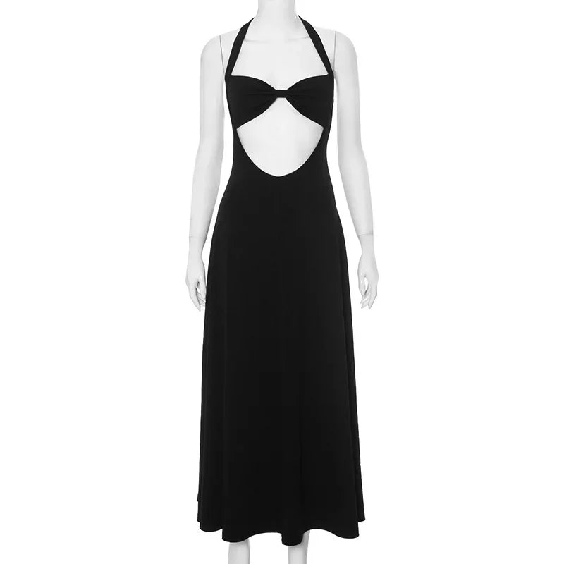 Halter Neck Twist Front Cut Out A-Line Midi Dress 6