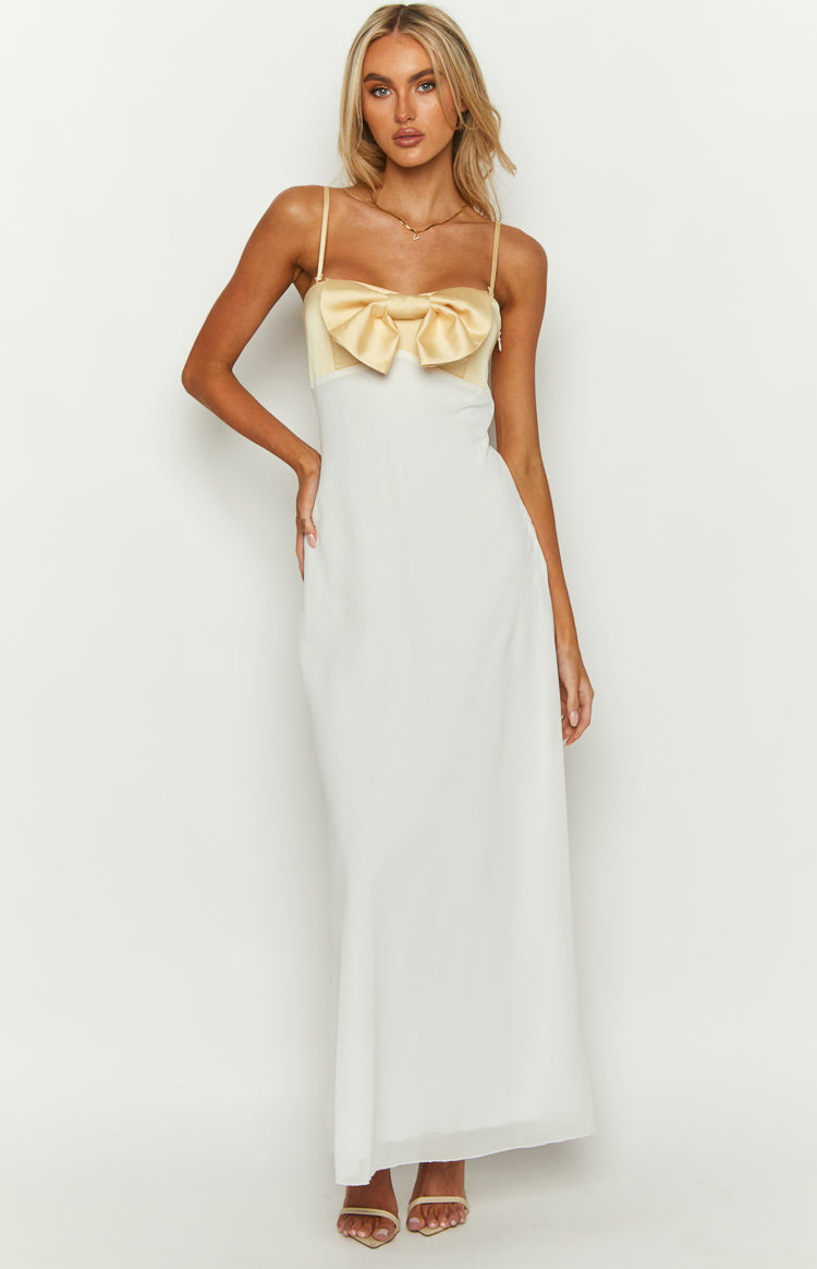 Strapless Oversized Bow Bust Bias Cut Maxi Dress 2