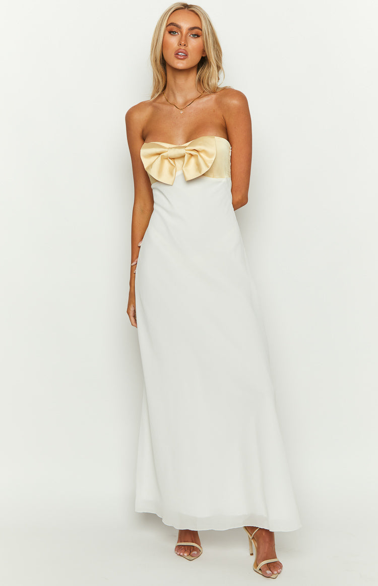 Strapless Oversized Bow Bust Bias Cut Maxi Dress 3