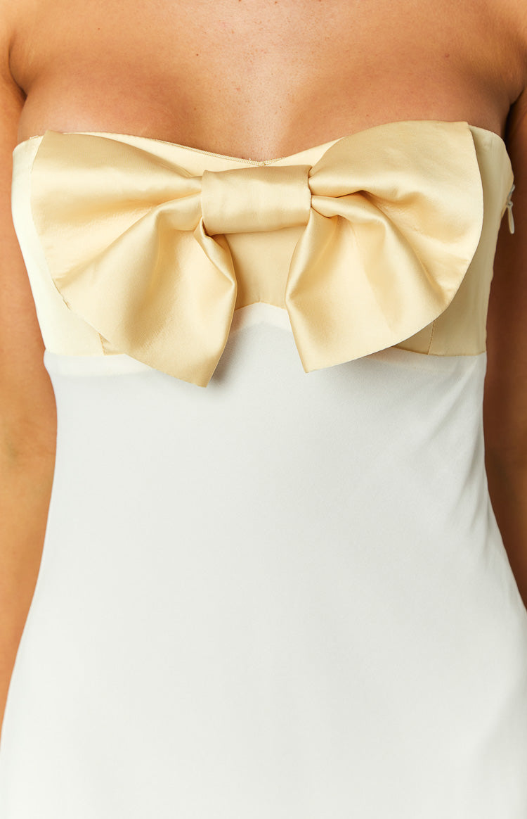 Strapless Oversized Bow Bust Bias Cut Maxi Dress 8