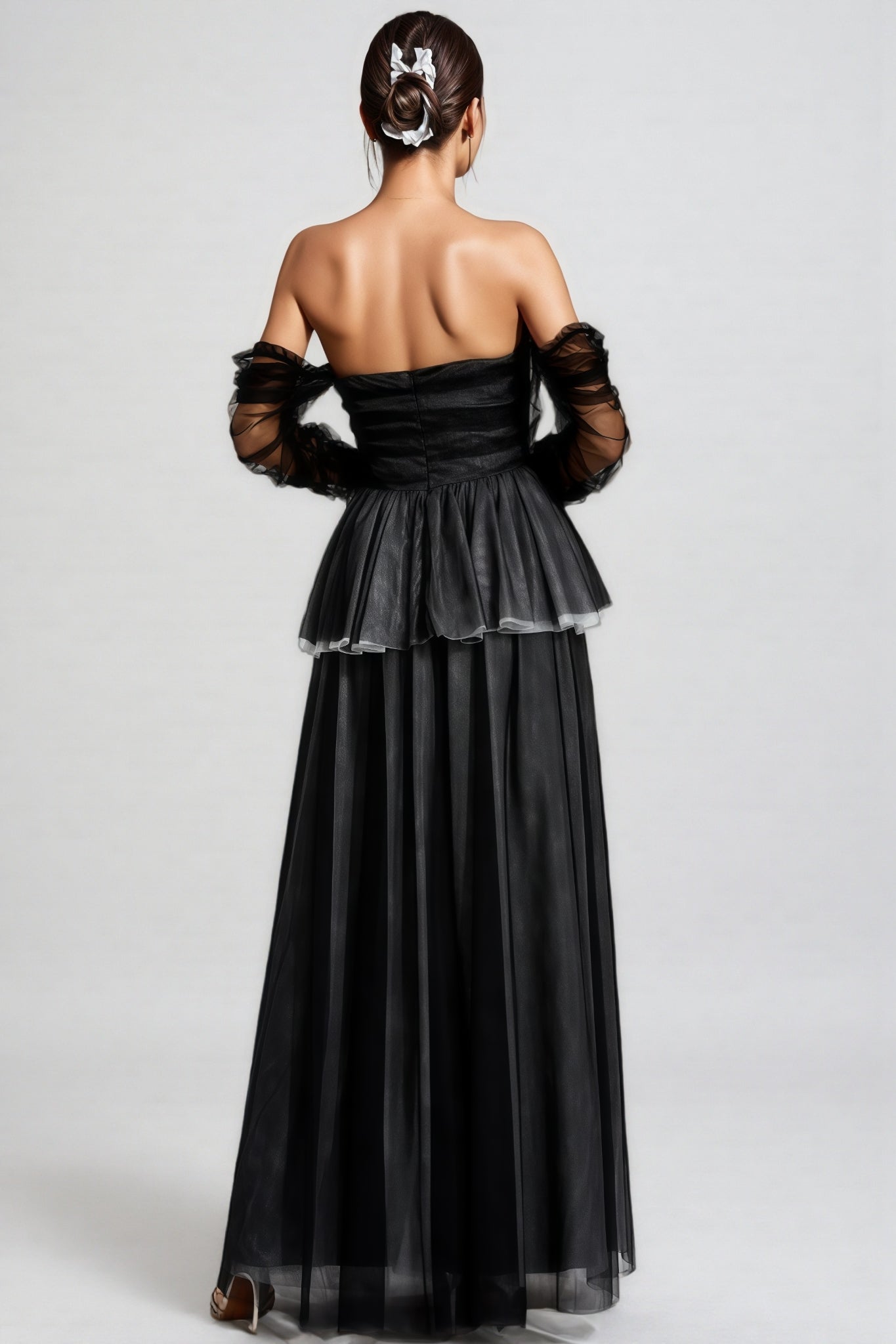 Uxley Black Mesh Off Shoulder Maxi Dress - View 3
