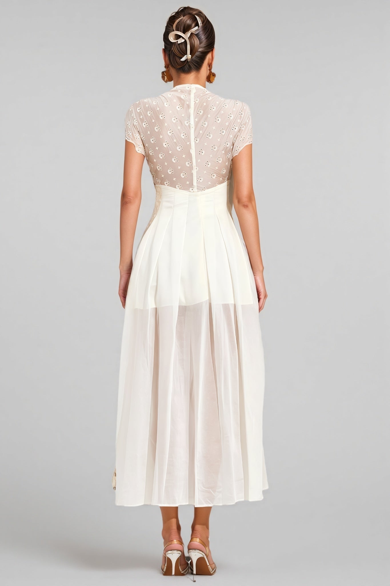 Lisiya Beige Lace Maxi Dress - View 5