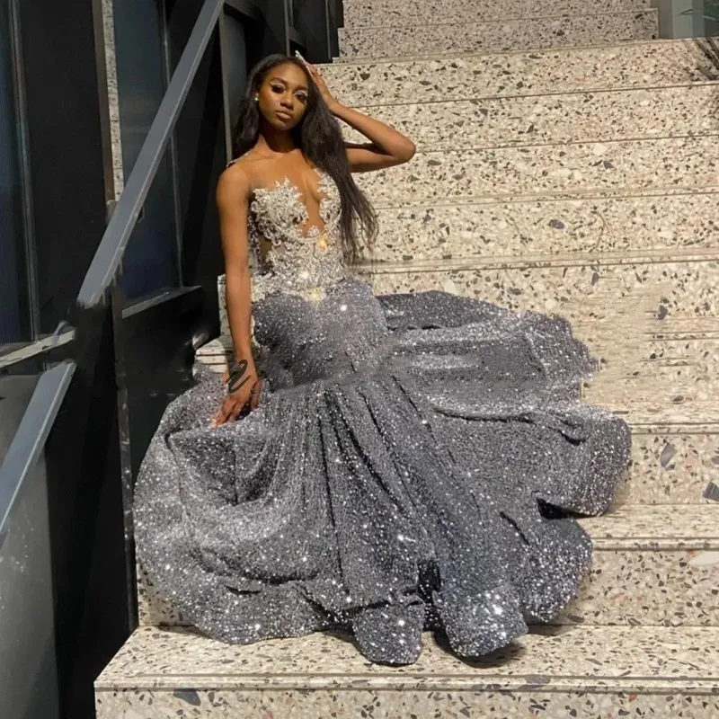 Sparkly Mermaid Long Prom Dress,Glam Dress,Pageant Dress cc978