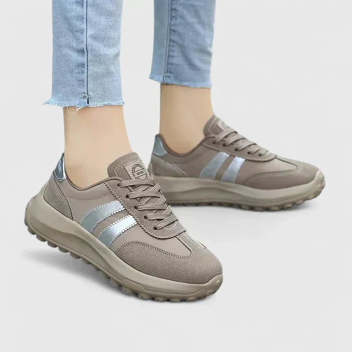 Lace Up Side Stripe Suede Look Chunky Sole Sneakers