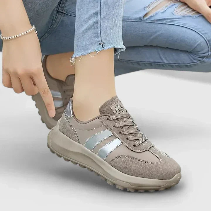 Lace Up Suede Panel Side Stripe Sneakers