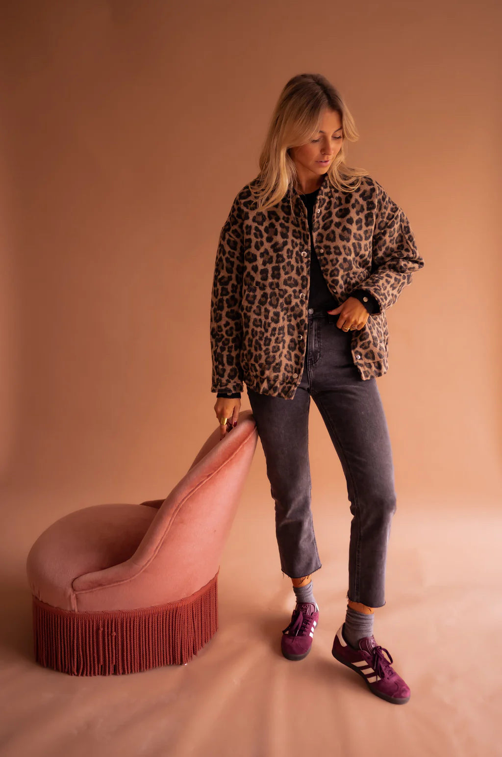 Leopard Print Button Front Cropped Shacket Jacket