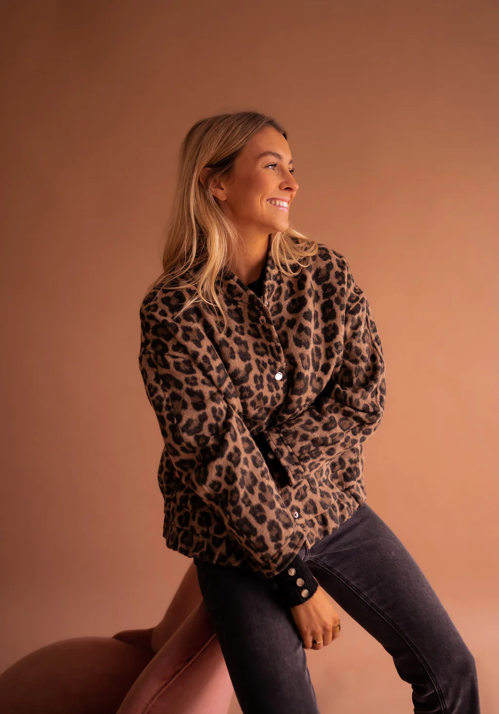 Leopard Print Button Front Cropped Shacket Jacket