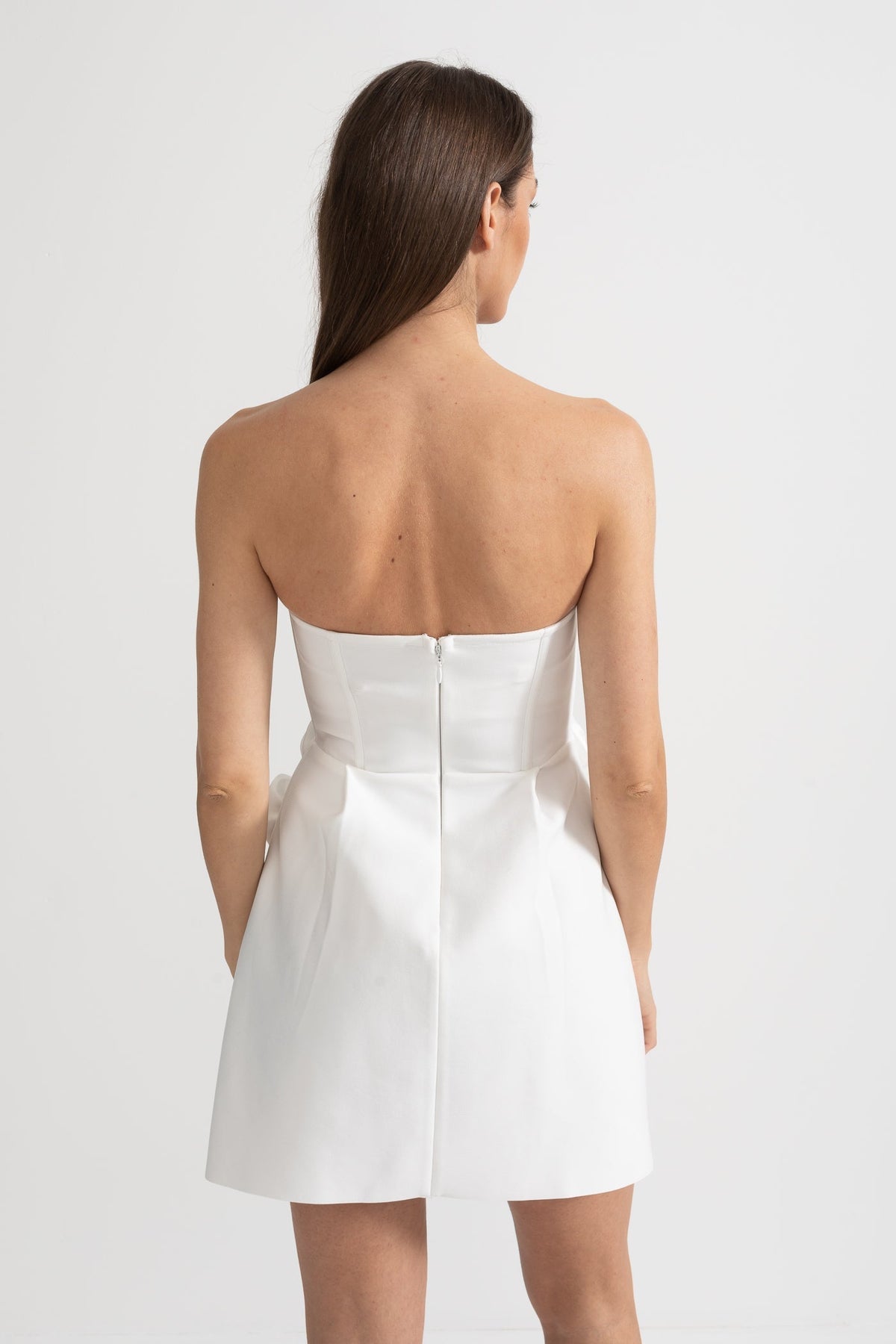 Strapless Rosette Applique Corset Structured A-Line Mini Dress 6