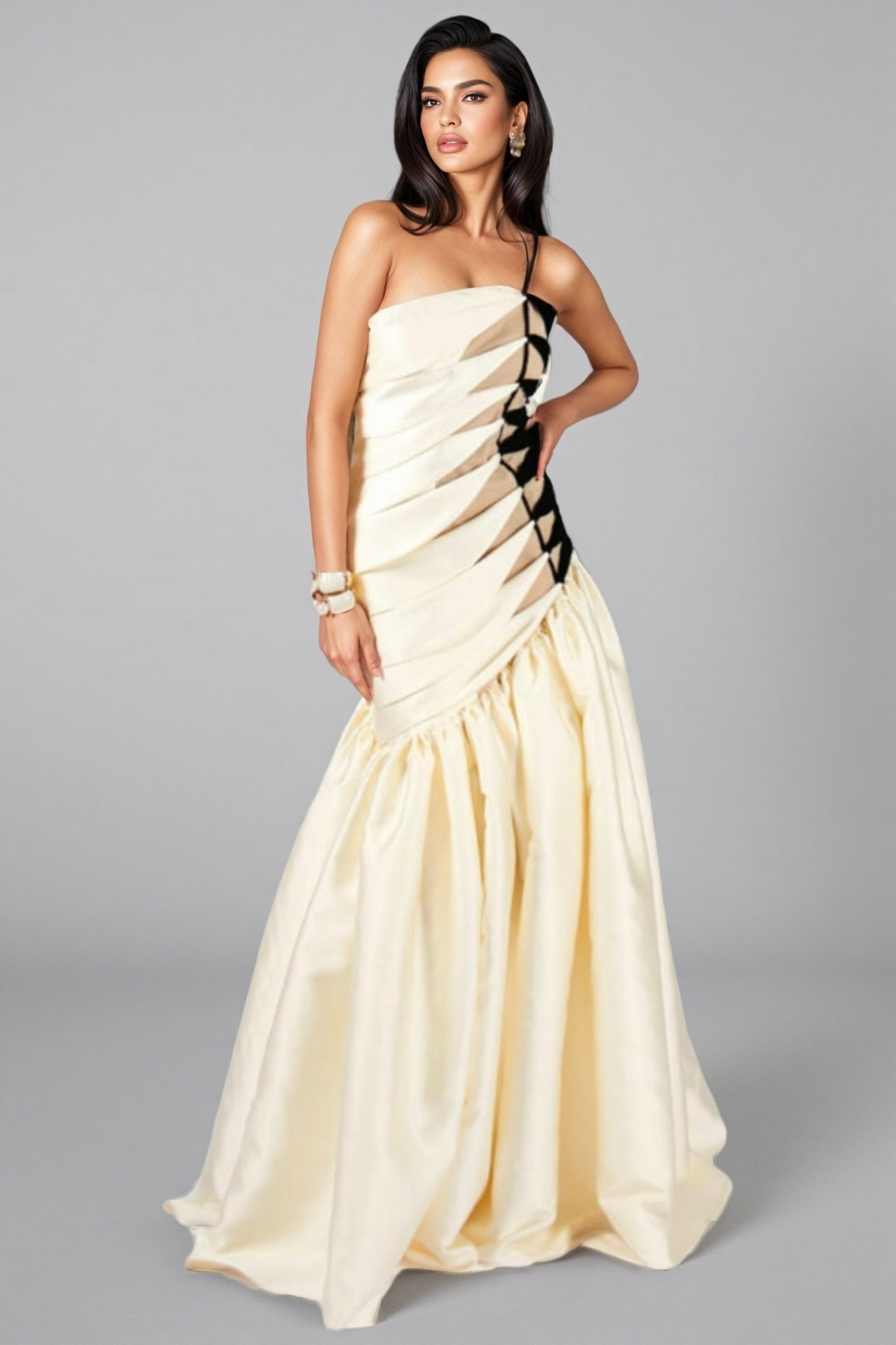 Branda Fishtail Satin Maxi Dress - View 4