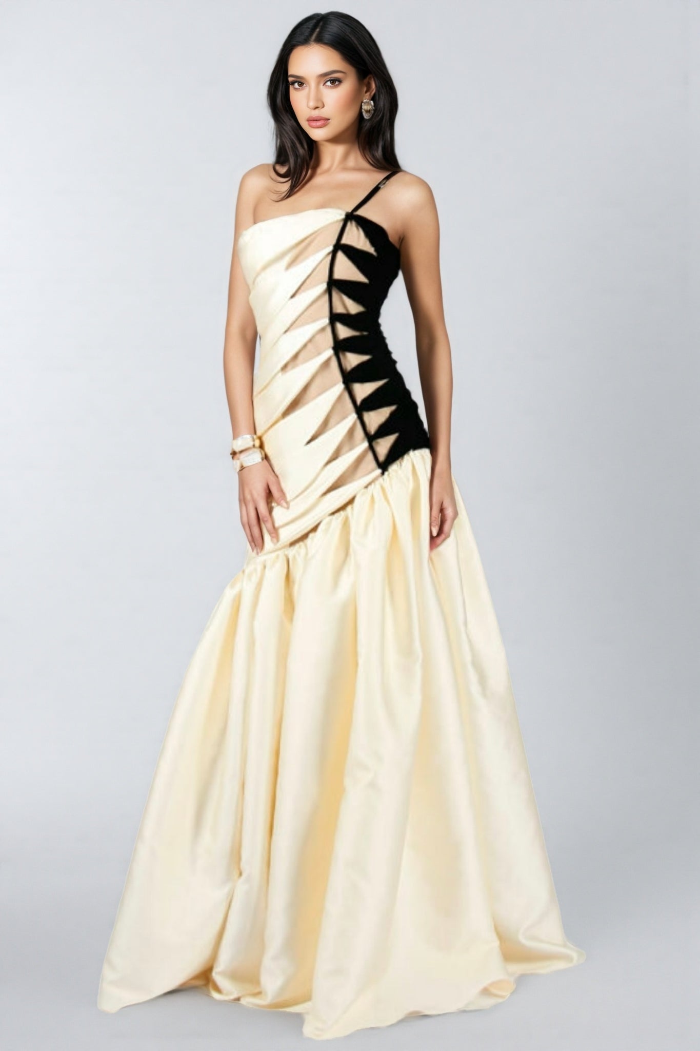 Branda Fishtail Satin Maxi Dress - View 2