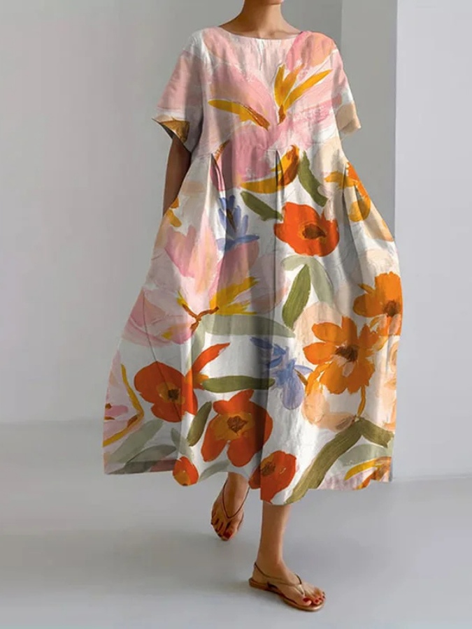 VALENTINA | Summer Floral Dress with Flattering Cut and Freedom of Movement A