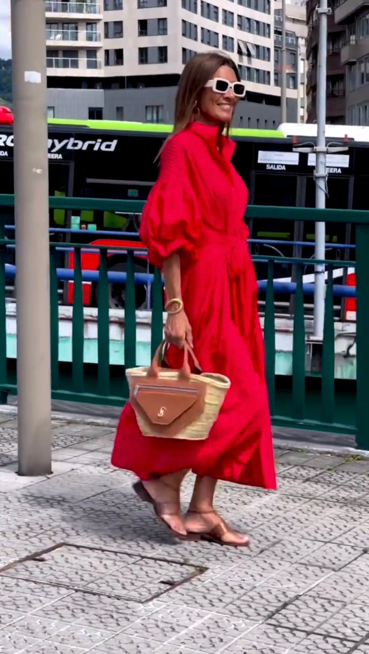 Collar Button Front Long Sleeve High Split Shirt Midi Dress