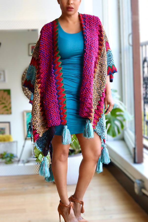 Boho Crochet Kimono With Tassels