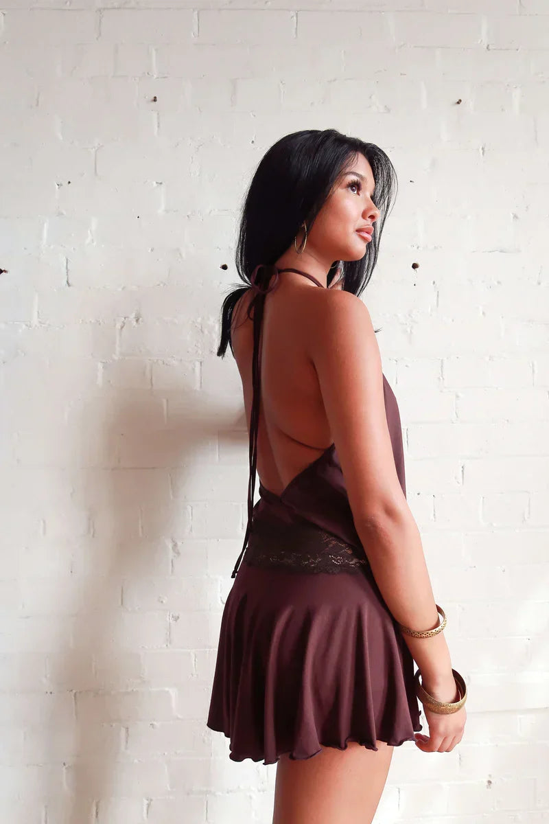 Halter Neck Backless Draped Mini Dress 7