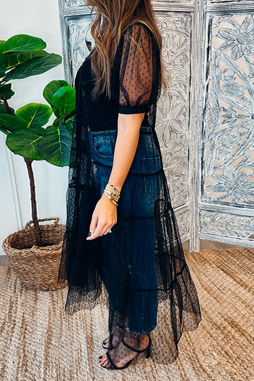 Polka Dot Button Up Short Sleeve Coat