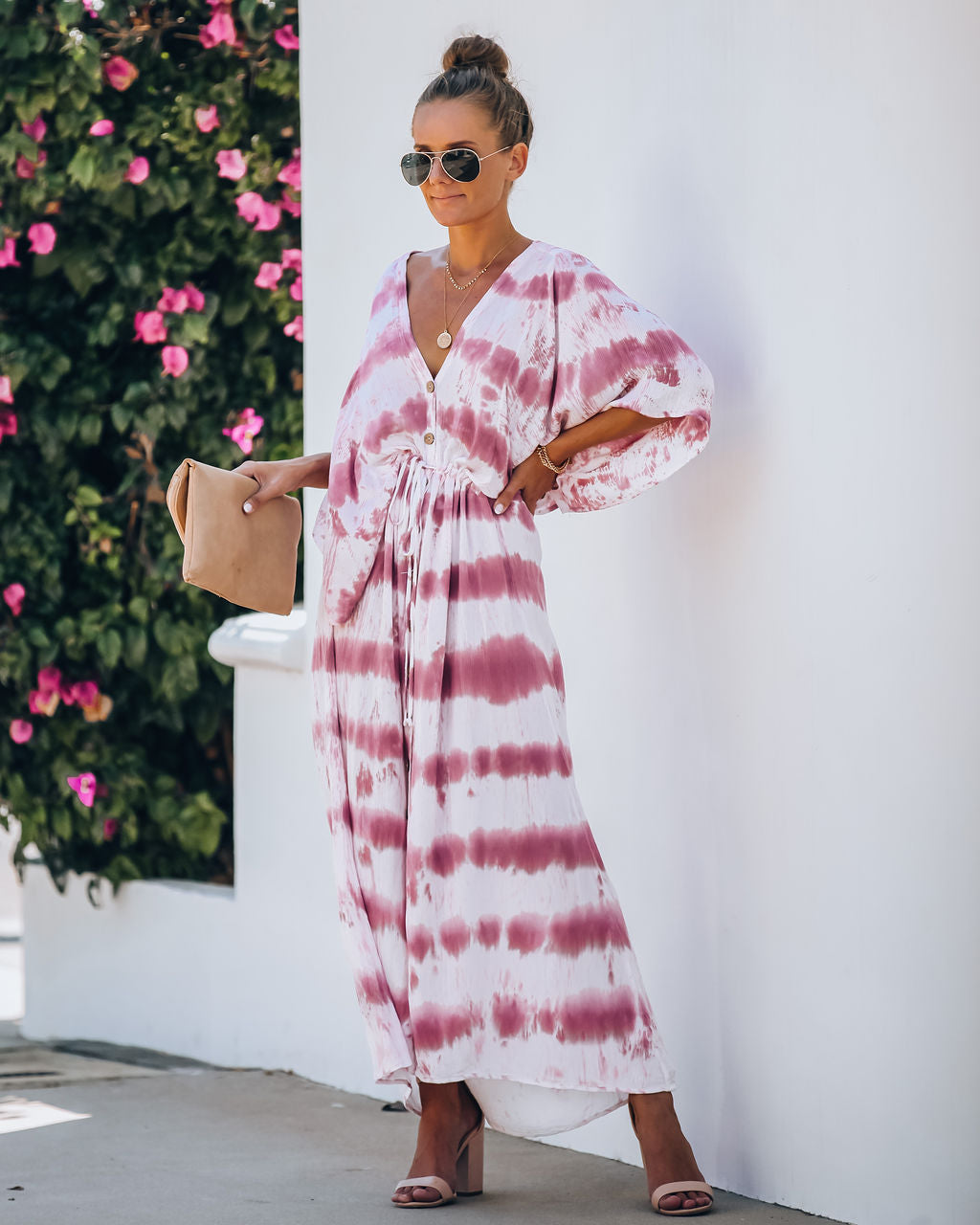 Estancia Adjustable Tie Dye Kimono Maxi Dress