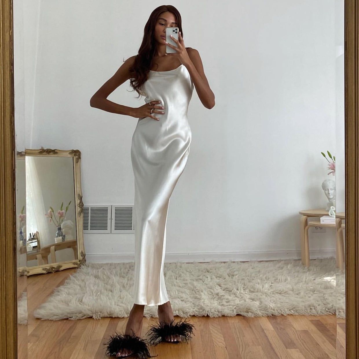 Weekly Party Metallic Satin Cowl Neck Maxi Dress 6