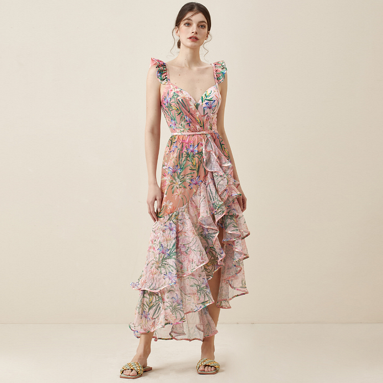 Pastel Tide Ruffle Swimsuit - Pink