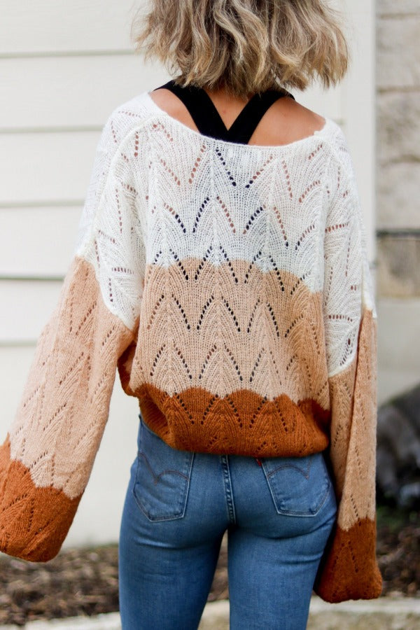 I Need A Latte Colorblock Sweater