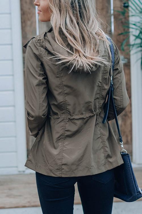 Pockets Drawstring Hoodie Jackets