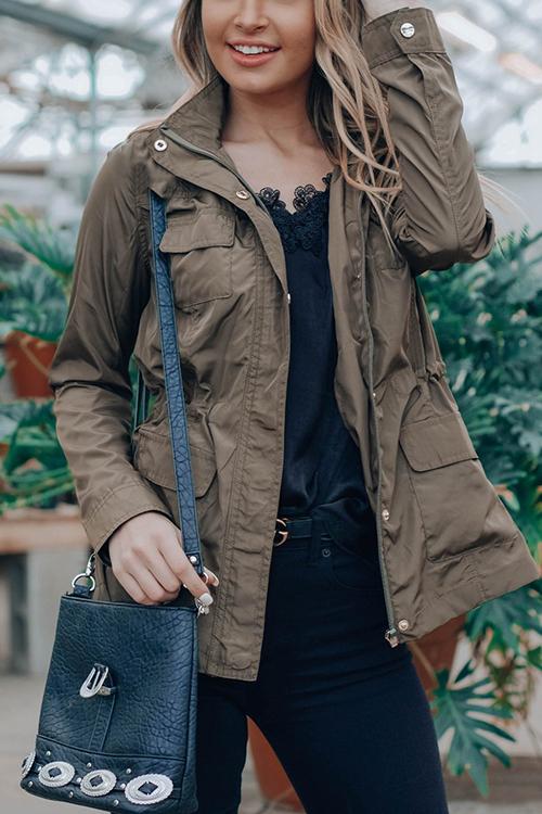 Pockets Drawstring Hoodie Jackets