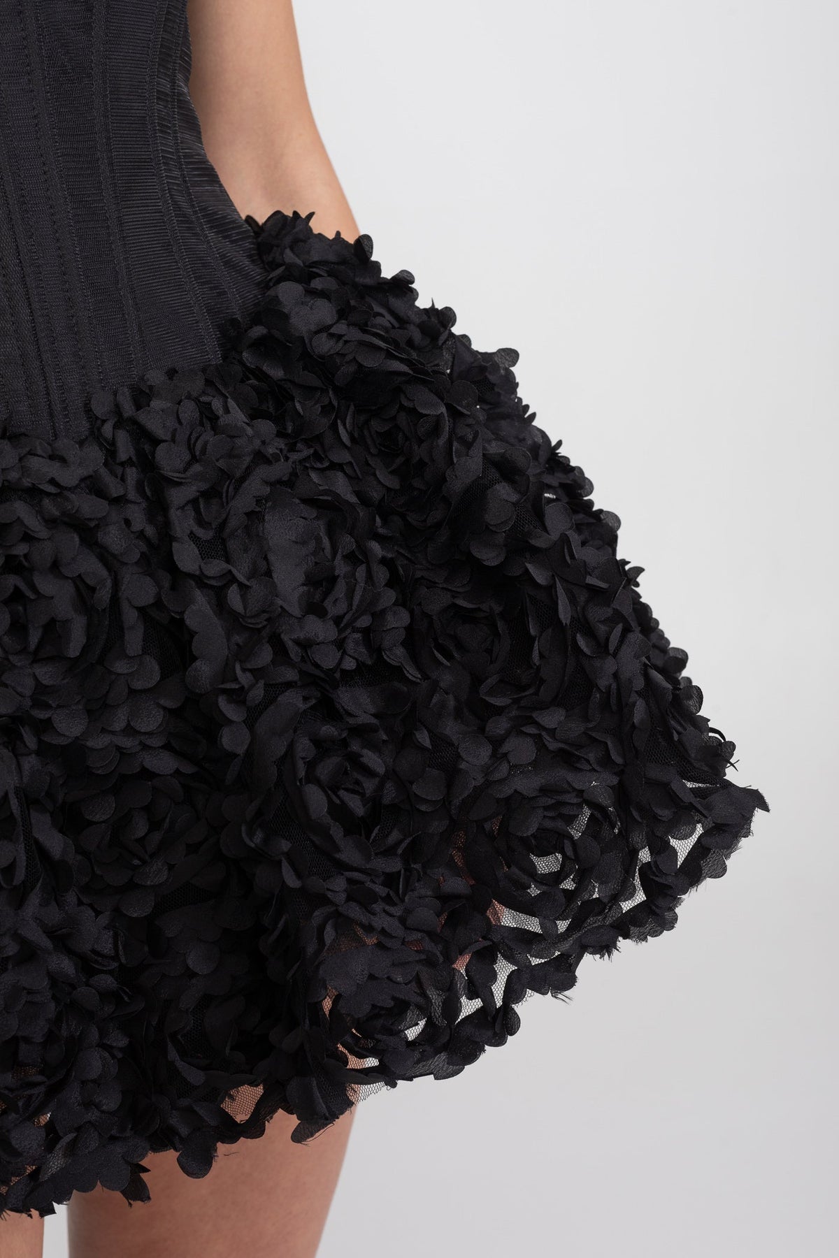Strapless Corset Bodice 3D Floral Applique Skirt Mini Dress 6
