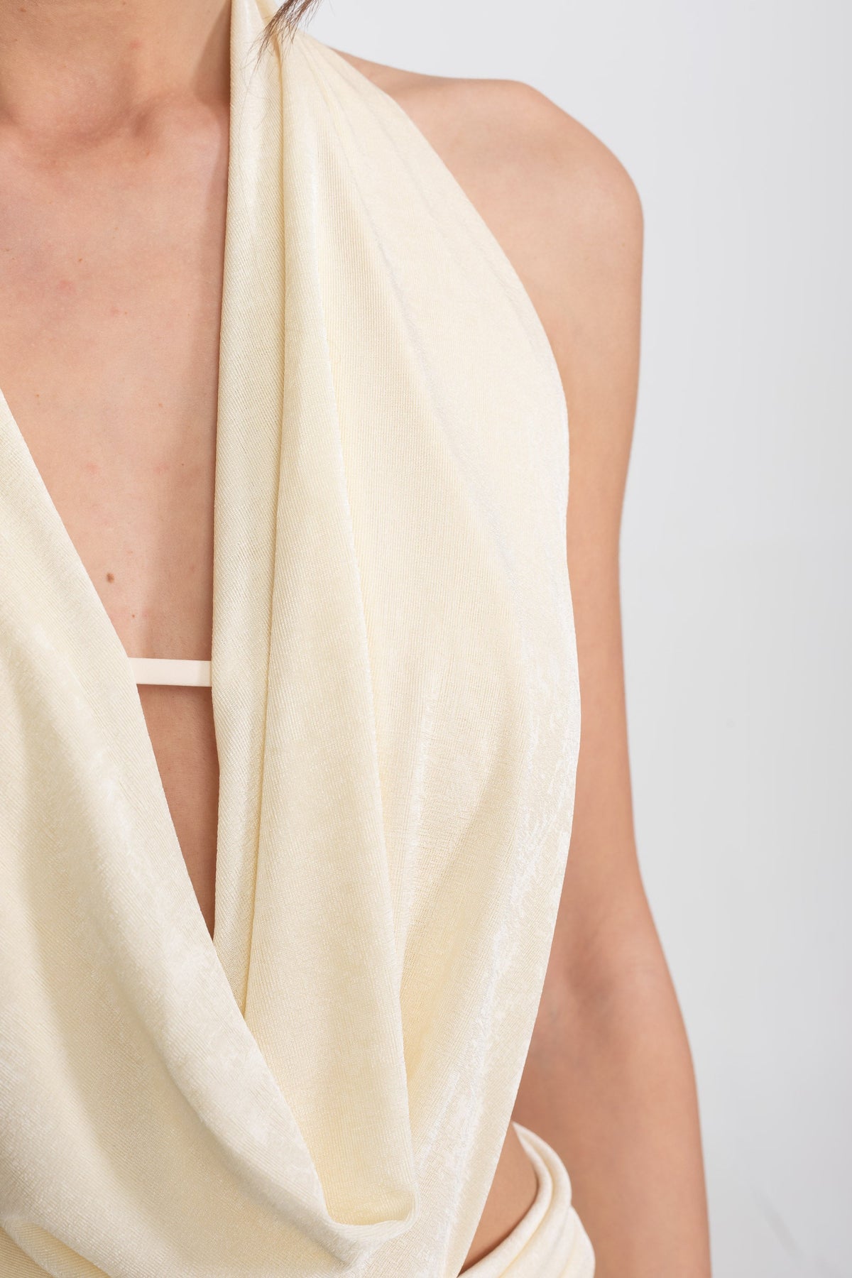 Draped Cowl Halter Neck Cut Out Tie Waist Maxi Dress 10