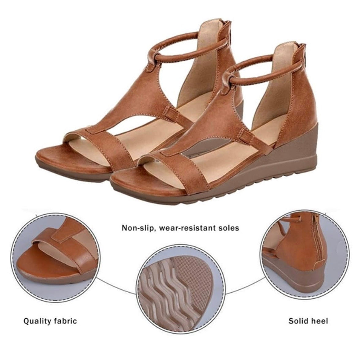 Open Toe Ankle Strap Platform Wedge Sandals