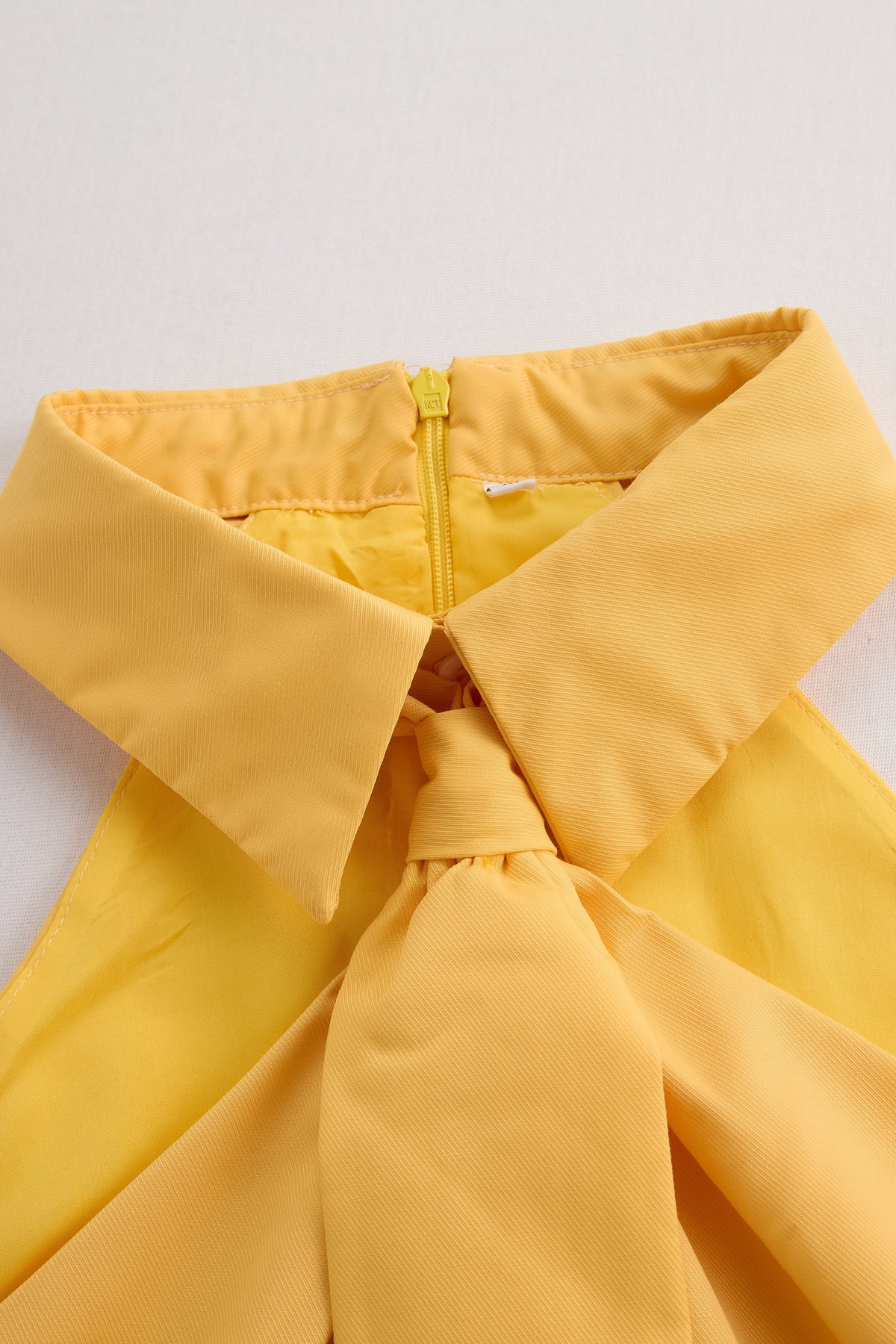 Collared Halter Neck Tie Front Sleeveless Satin Top