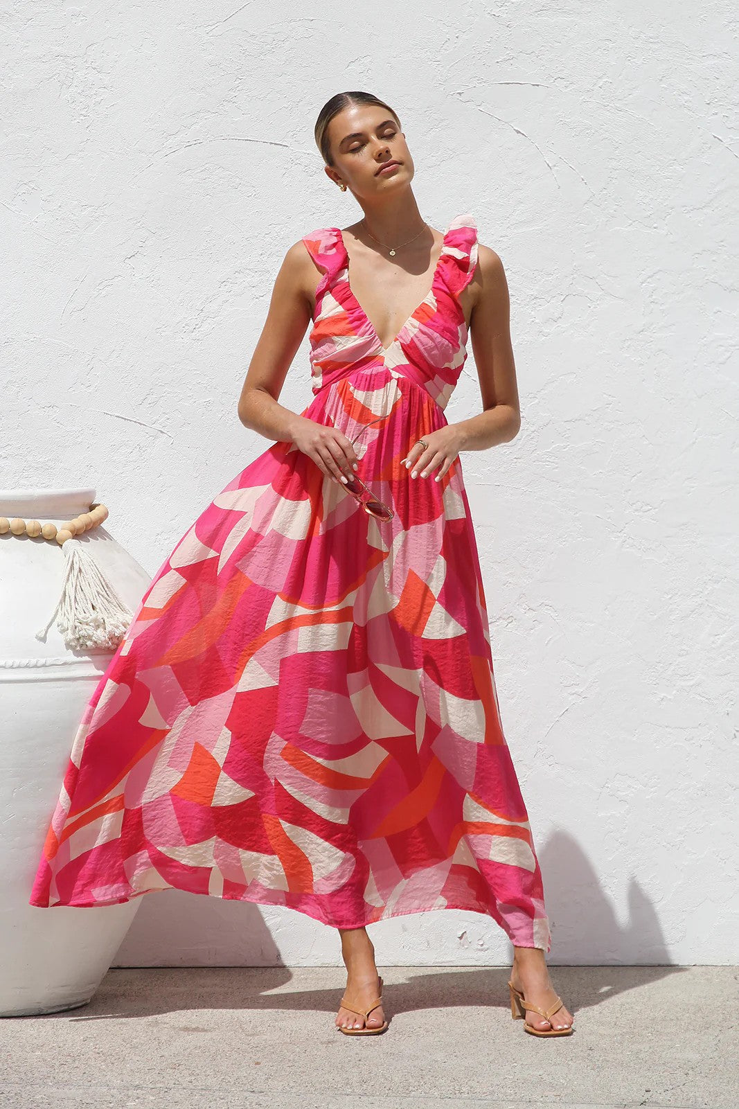 Sweet At Heart Floral Print Maxi Dress - Pink