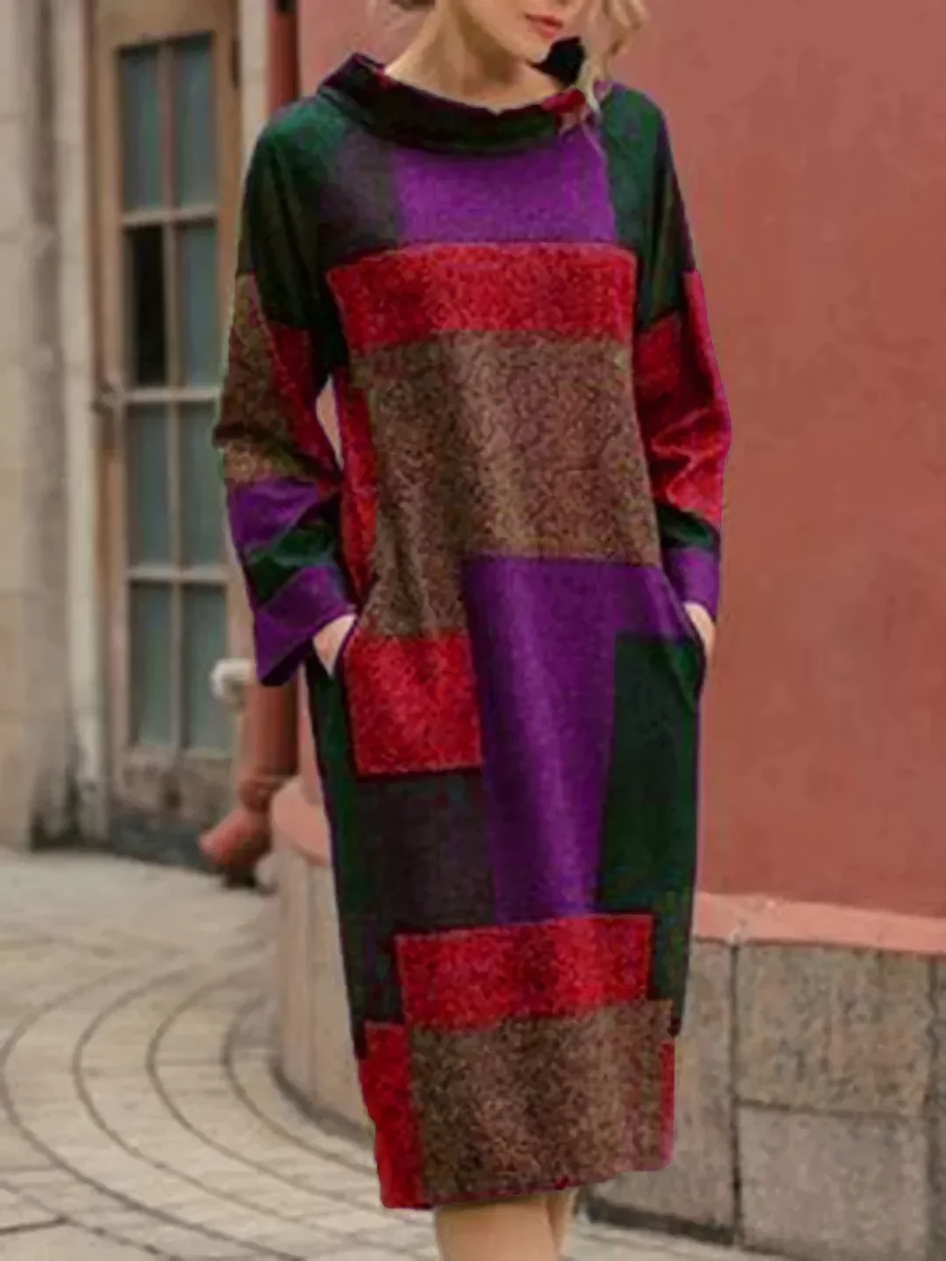 Ines Minimalist Women's Patchwork Dress Chic Silhouette Collection