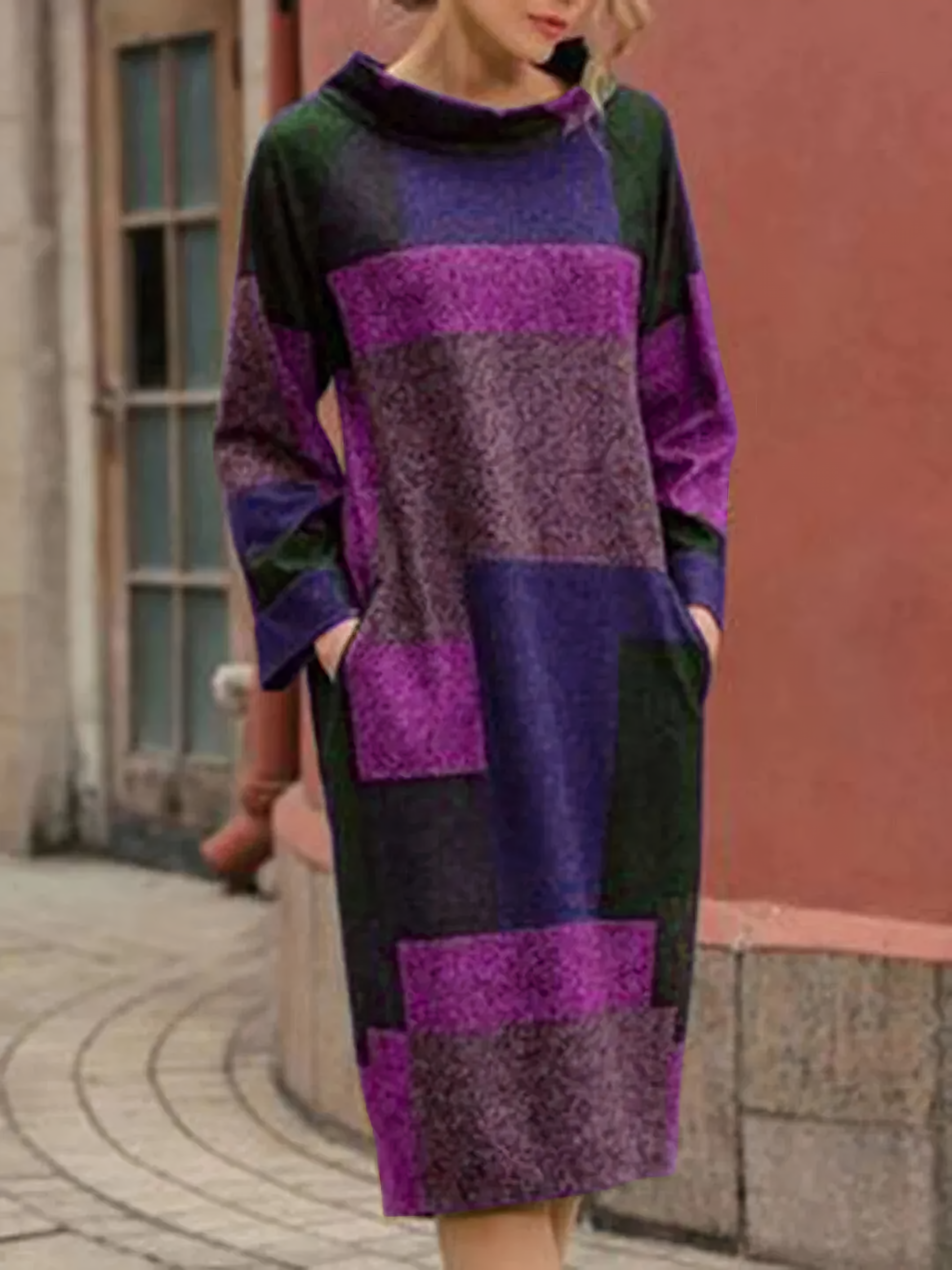 Ines Minimalist Women's Patchwork Dress Chic Silhouette Collection