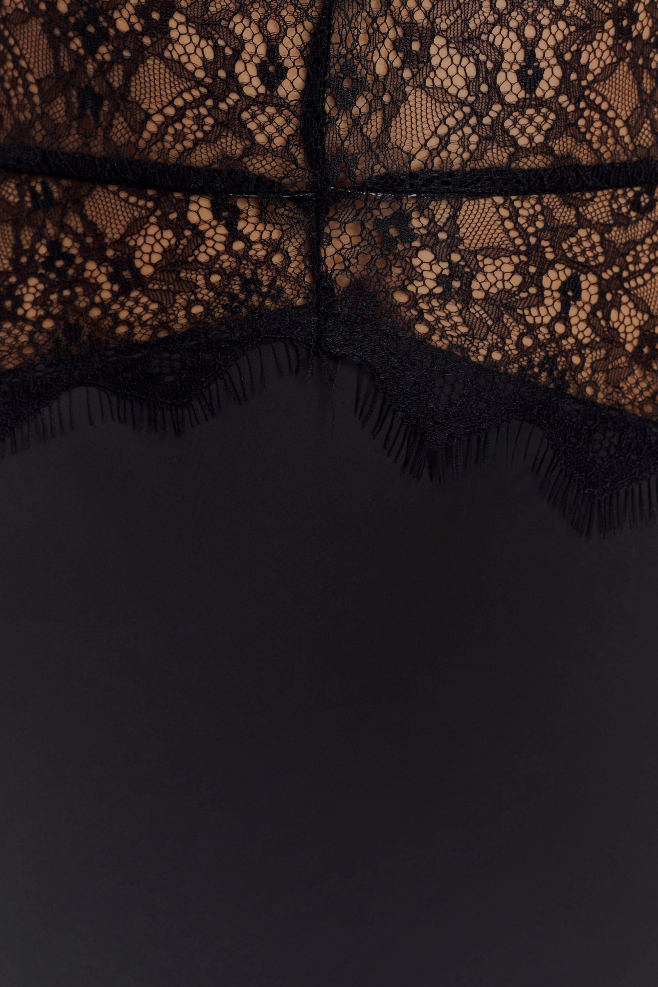 Satin Halter Neck Deep V-Neck Lace Panel Waist Maxi Gown