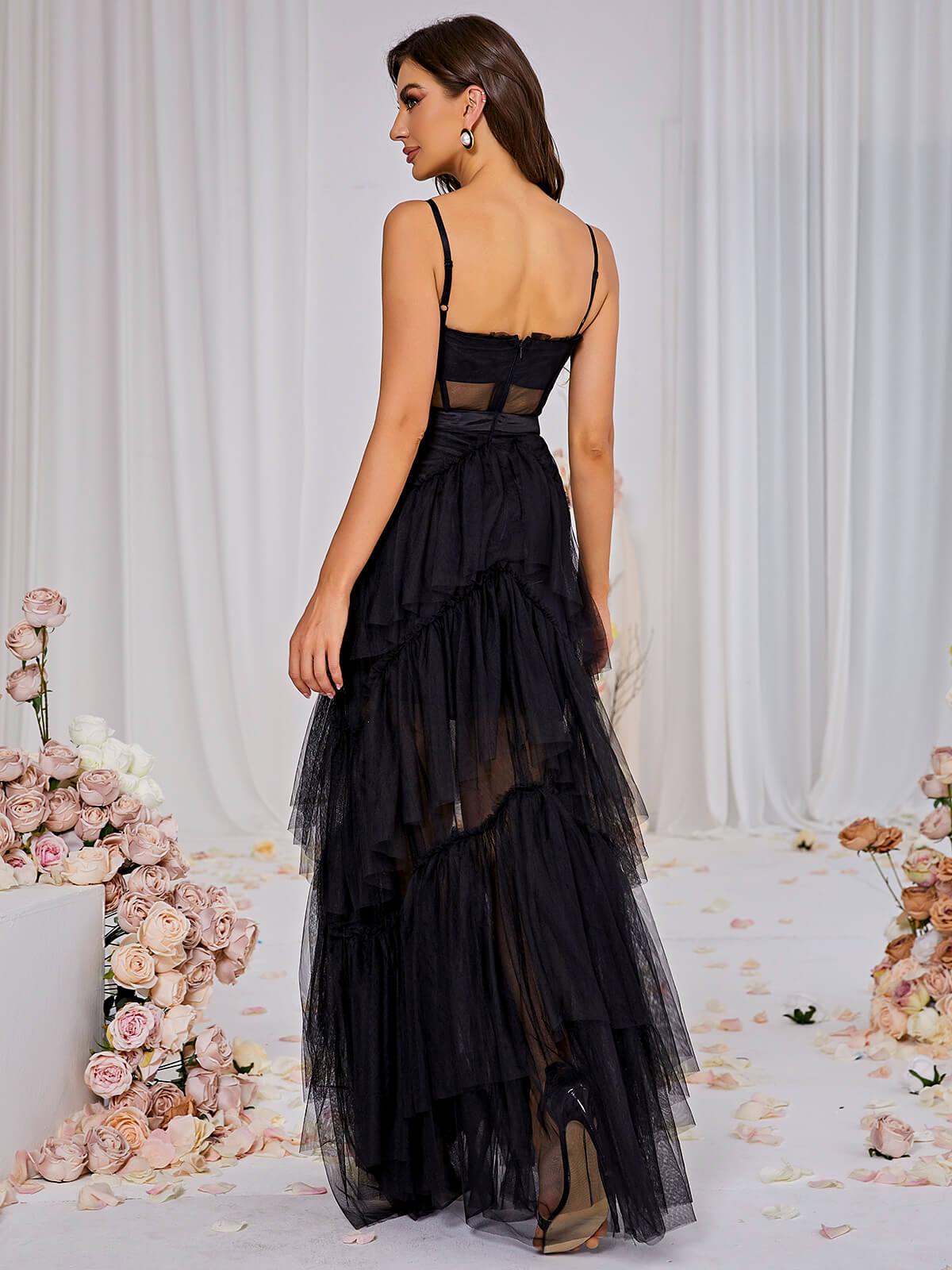 Inaya Mesh Maxi Dress In Black 4