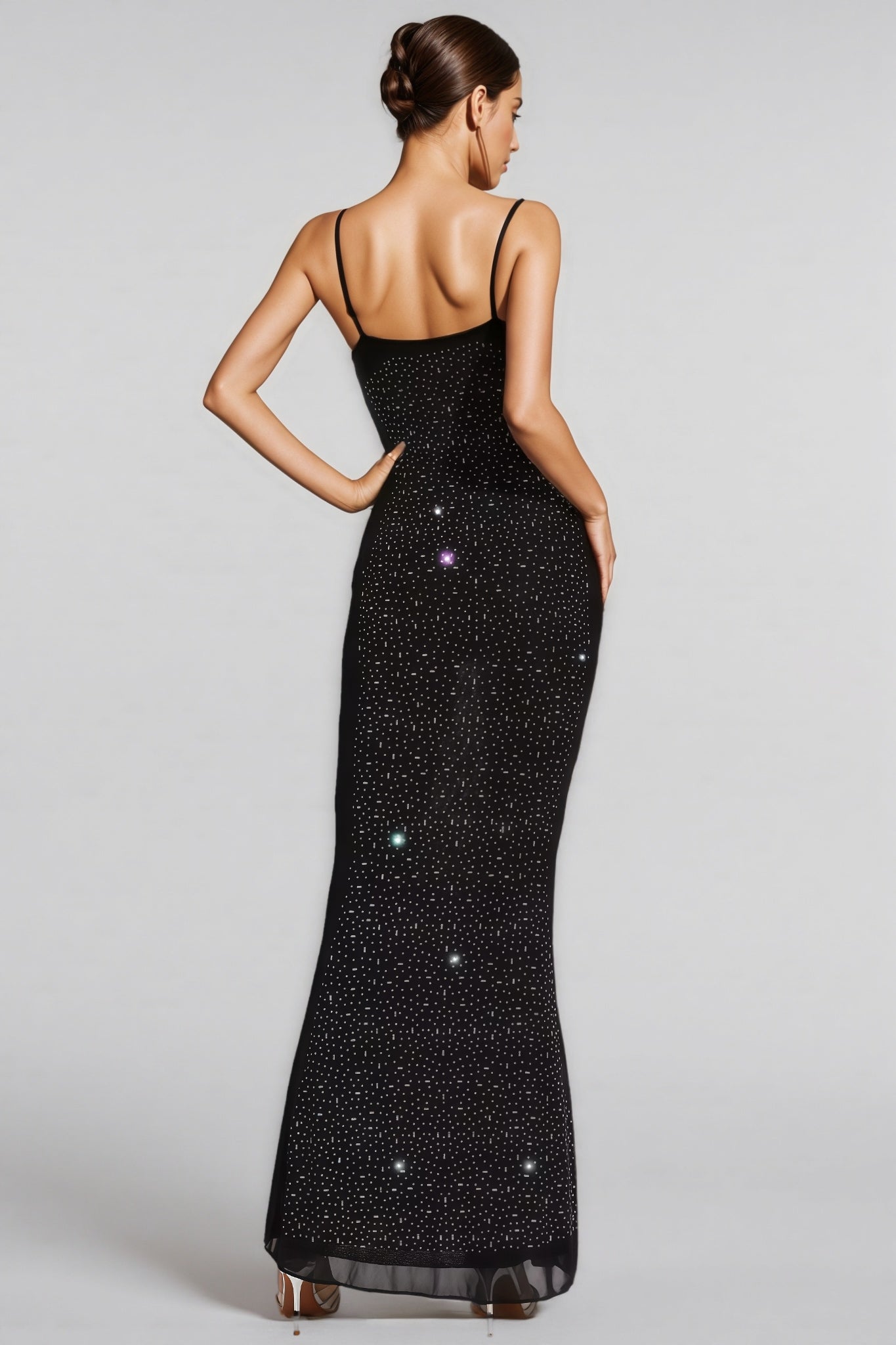 Russell Black Embellished Mesh Maxi Dress - View 7