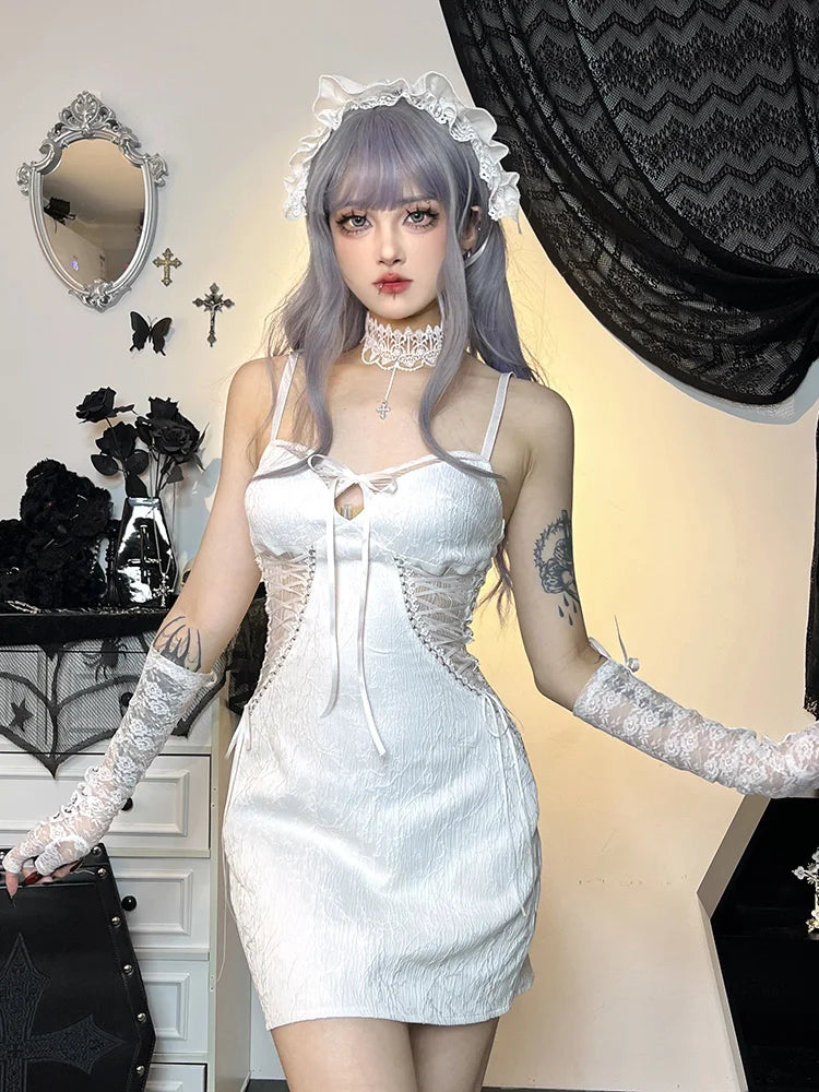 Lace Gothic Retro Mesh Flare Sleeve Witchy Bodycon Goth Dress - View 8