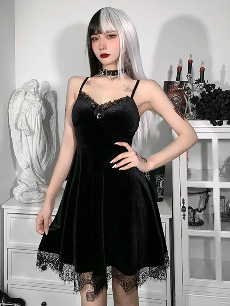 Velvet Spaghetti Strap Backless Corset Mini Dress
